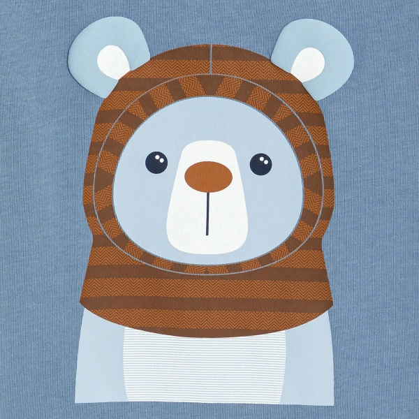 تيشيرت بأكمام طويلة برسمة حيوان باللون الأزرق للأولاد الصغار تيشيرت بأكمام طويلة برسمة حيوان باللون الأزرق للأولاد الصغار