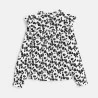 Girl's black printed ruffle blouse