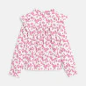 Girl's pink printed ruffle blouse