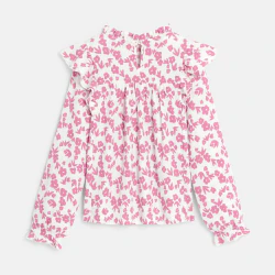 Girl's pink printed ruffle...