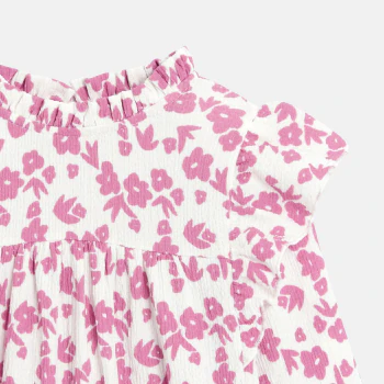 Girl's pink printed ruffle blouse