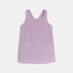 فستان بحمّالات مخملي أرجواني اللون للبنات الرضع