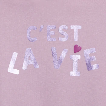 Girl's mauve metallic slogan sweatshirt