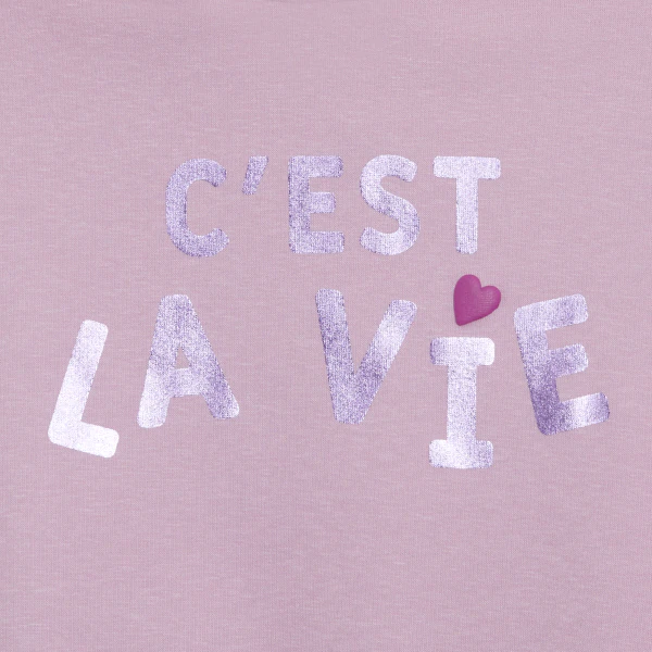 Girl's mauve metallic slogan sweatshirt