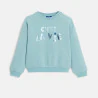 Girl's blue metallic slogan sweatshirt