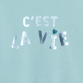 Girl's blue metallic slogan sweatshirt
