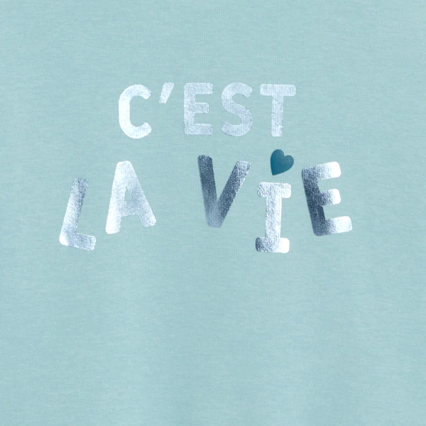 Girl's blue metallic slogan sweatshirt