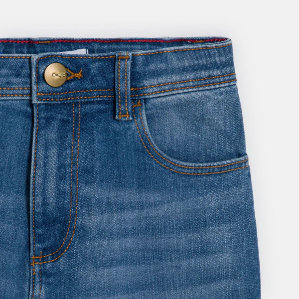 Boy's blue heavy-duty wide-leg jeans