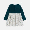 Baby girl's green knit and jersey two-fabric dress