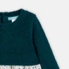 Baby girl's green knit and jersey two-fabric dress