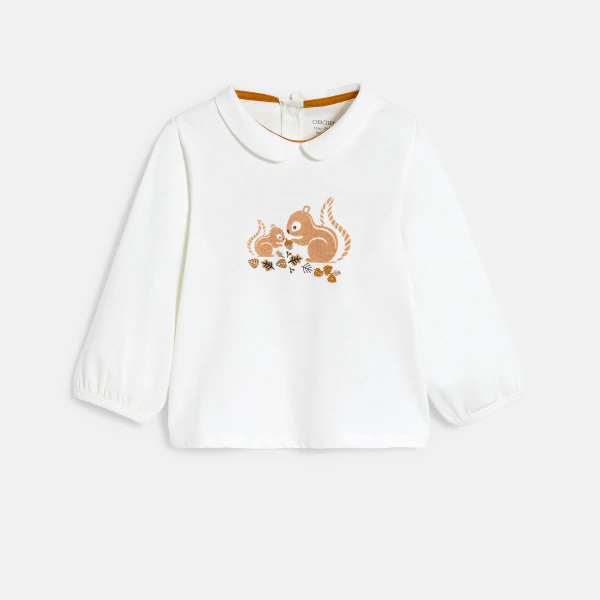 Baby girl's white squirrel blouse