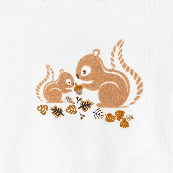 بلوزة بطبعة سنجاب باللون الأبيض للفتيات الصغيرات بلوزة بطبعة سنجاب باللون الأبيض للفتيات الصغيرات