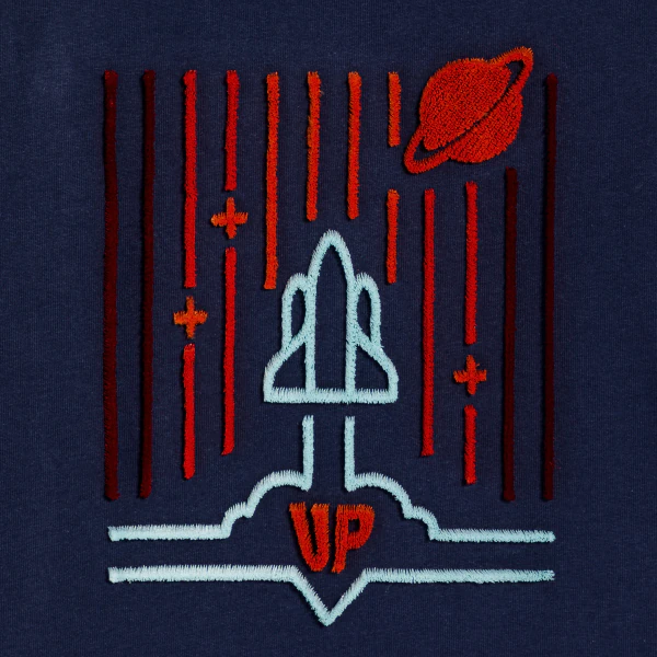 Boy's navy blue rocket T-shirt