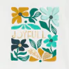Girl's ecru t-shirt with green flower motif