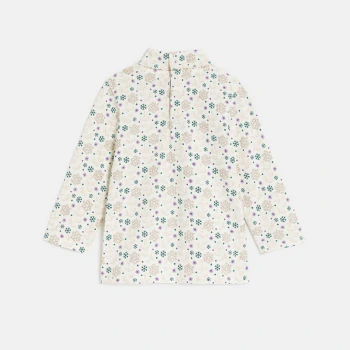 Baby girl's beige turtleneck T-shirt with long sleeves