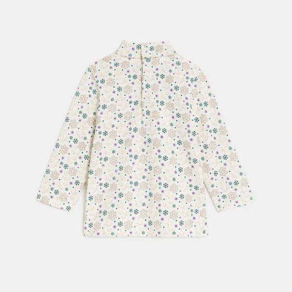 Baby girl's beige turtleneck T-shirt with long sleeves