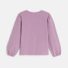 Girl's mauve T-shirt with sequin motif