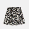 Girl's short black printed corduroy skirt