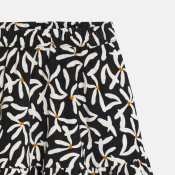 Girl's short black printed corduroy skirt
