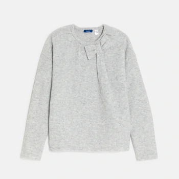 Girl's grey sparkly jumper with bow detail