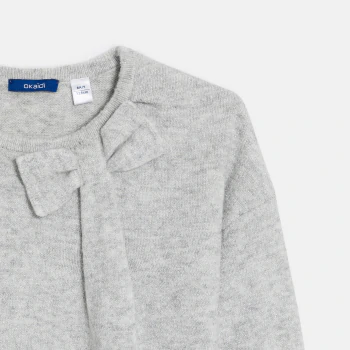 Girl's grey sparkly jumper with bow detail