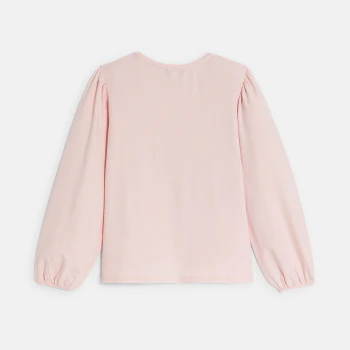 Girl's pastel pink T-shirt with sequin motif