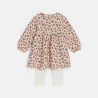 Baby girl's long-sleeve floral dress and white leggings