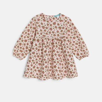 Baby girl's long-sleeve floral dress and white leggings