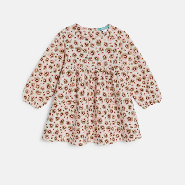 Baby girl's long-sleeve floral dress and white leggings