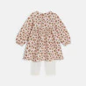 Baby girl's long-sleeve floral dress and white leggings