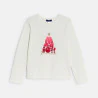 Girl's white Christmas motif T-shirt