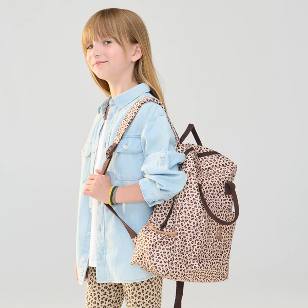 Girl's leopard print backpack