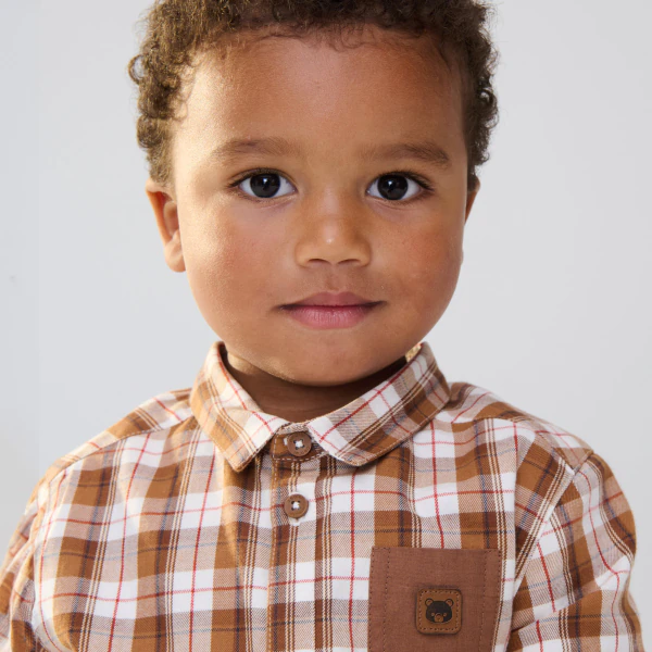 Baby boy's blue checked shirt