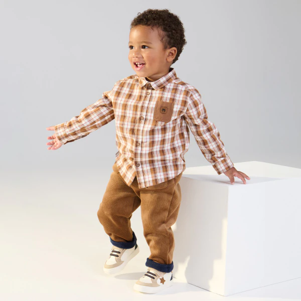 Baby boy's blue checked shirt