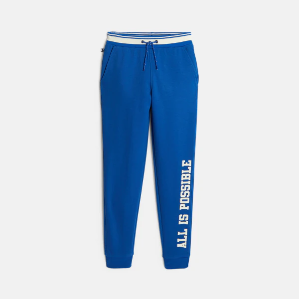 Boy's blue joggers with slogan