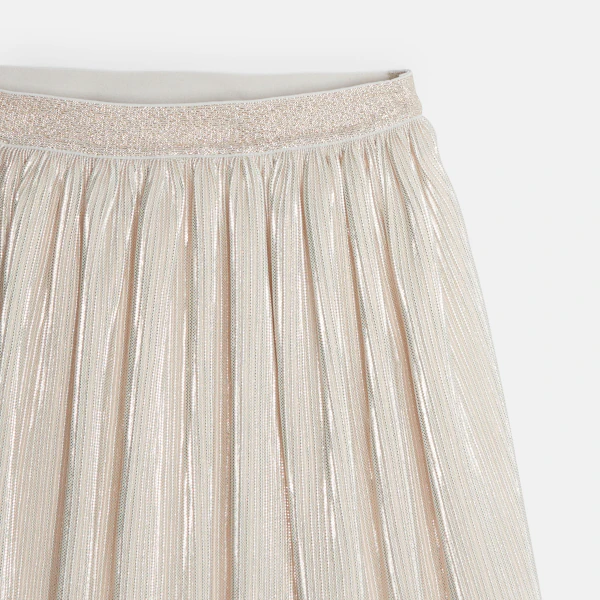 Girl's shiny glitter pleated skirt