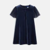 Girl's navy blue smooth velvet dress
