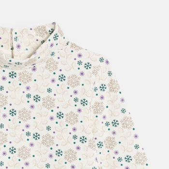 Baby girl's beige turtleneck T-shirt with long sleeves
