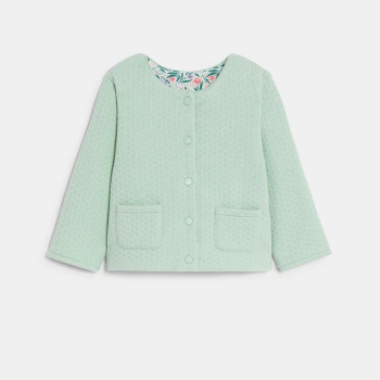 سترة بوجهين وأزرار كبس مع رسوم أزهار، باللون الأزرق للفتيات الصغيرات