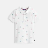 Boy's white printed jersey polo shirt