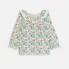 Baby girl's blue floral blouse with ruffle collar