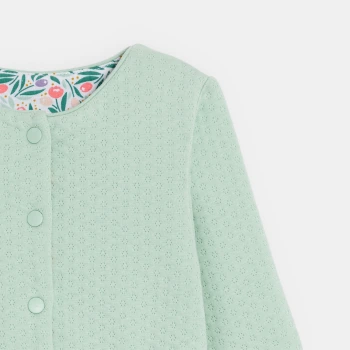 سترة بوجهين وأزرار كبس مع رسوم أزهار، باللون الأزرق للفتيات الصغيرات