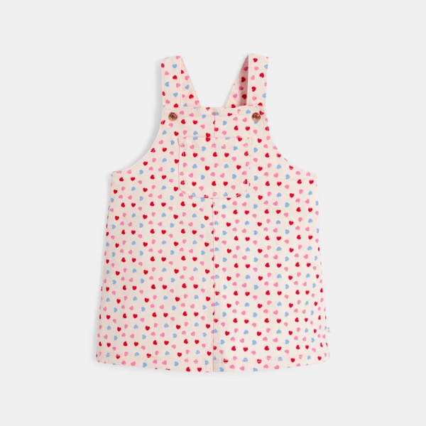 فستان سالوبيت برسوم قلب، باللون الوردي للفتيات الصغيرات. فستان سالوبيت برسوم قلب، باللون الوردي للفتيات الصغيرات.