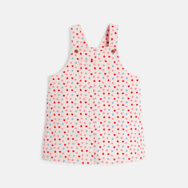 Baby girl's pink heart dungarees