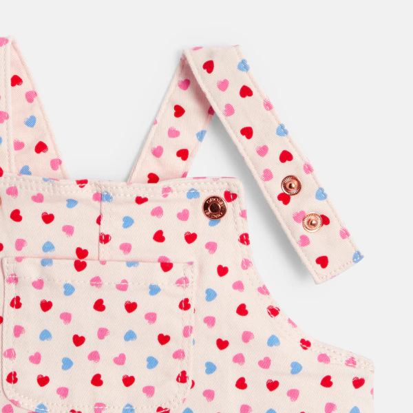 Baby girl's pink heart dungarees