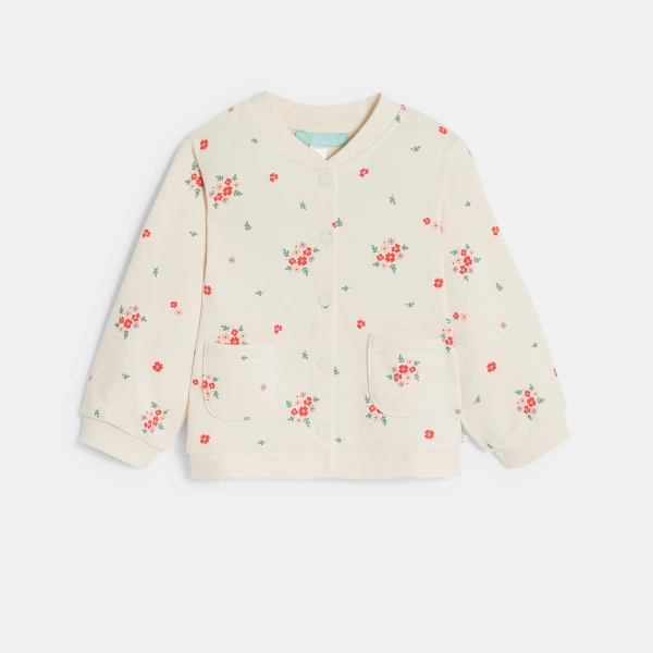 جاكيت من طراز تيدي من الميلتون برسوم الأزهار،  باللون البيج للفتيات الصغيرات جاكيت من طراز تيدي من الميلتون برسوم الأزهار،  باللون البيج للفتيات الصغيرات