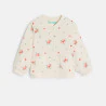 Baby girl's beige printed fleece baseball jacket