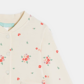 جاكيت من طراز تيدي من الميلتون برسوم الأزهار،  باللون البيج للفتيات الصغيرات