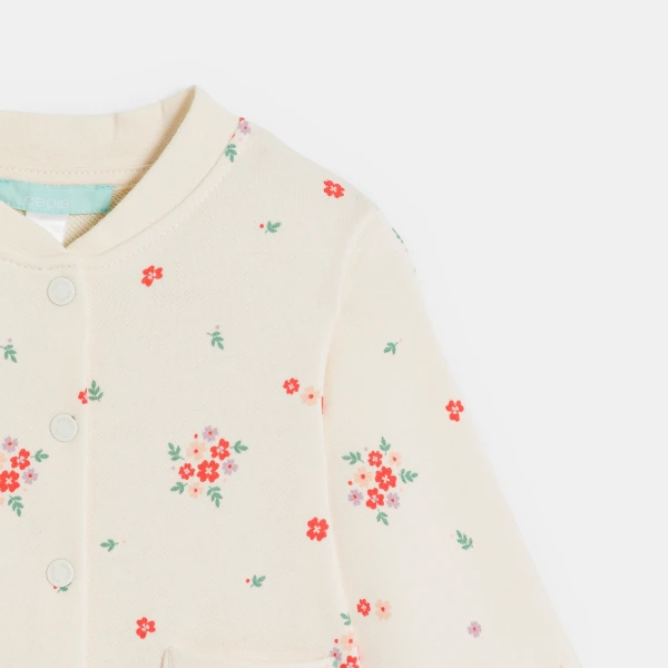 جاكيت من طراز تيدي من الميلتون برسوم الأزهار،  باللون البيج للفتيات الصغيرات جاكيت من طراز تيدي من الميلتون برسوم الأزهار،  باللون البيج للفتيات الصغيرات