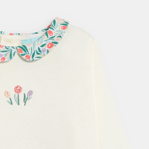 فستان 2 في 1، من الصوف الناعم والدنيم، باللون الأبيض للفتيات الرُضع فستان 2 في 1، من الصوف الناعم والدنيم، باللون الأبيض للفتيات الرُضع